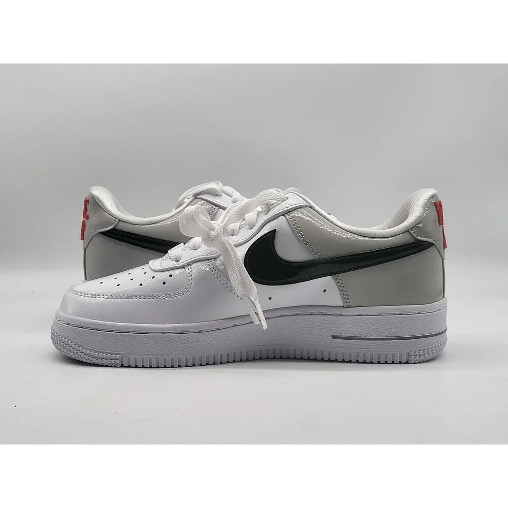 Nike Air Force‎ 1 07 LV8 Womens 6 White Black Patent Sneakers DQ7570-001